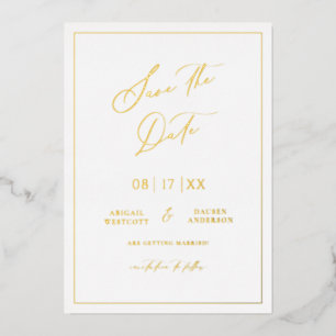 Goud Folie Save the Date Moderne Uitnodigingskaart Uitnodiging