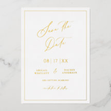 Goud Folie Save the Date Moderne Uitnodigingskaart