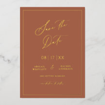 Goud Folie Save the Date Moderne Uitnodigingskaart