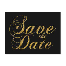 Goud Folie SAVE THE DATE zwarte Huwelijksansichtka