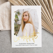 Goud Folie Script Foto Afstudeer Uitnodiging