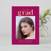 Goud Folie Serif Aangepaste Kleur Gradiënt Aankond Uitnodiging (Staand Voorkant)