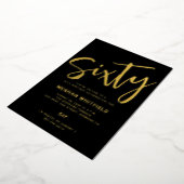 Goud Folie Sixty Script Zwart 60ste Verjaardagsfee Uitnodiging (Gedraaid)