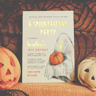 Goud Folie Spooktacular Halloween Verjaardagsfeest Uitnodiging