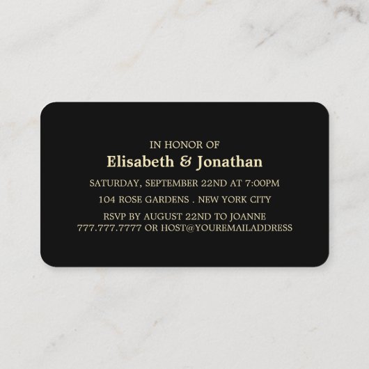 Goud Folie Streep, Verlovingsfeest Ticket Uitnodig (Achterkant)