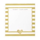 Goud Folie Strepen & Hart Notitieblok 14 cm x 15 c (Voorkant)