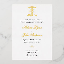 Goud Folie Uitnodiging JM Monogram of MJ Monogram