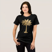 Goud Folie Uitzicht Palmboom Zomer Strand Tri-Blend Shirt (Voorkant volledig)