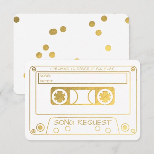 Goud Folie Vintage Cassettesong Verzoek Kaart (Voorkant / Achterkant)