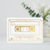 Goud Folie Vintage Cassettesong Verzoek Kaart (Staand voorkant)