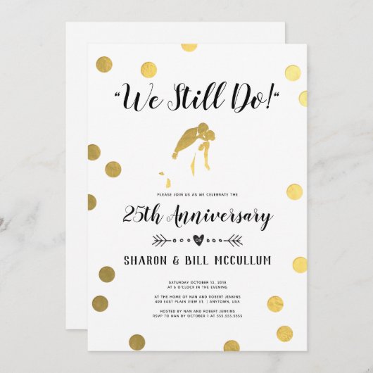 Goud Folie We Still Do | 25e trouwdag Kaart (Voorkant / Achterkant)