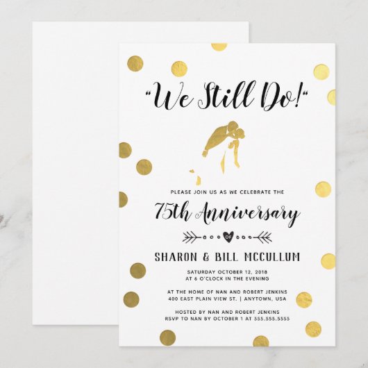 Goud Folie We Still Do | 75ste huwelijksverjaardag Kaart (Voorkant / Achterkant)
