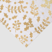 Goud Folie & Witte Hulst Winter Kerstmis Tissuepapier (Detail)