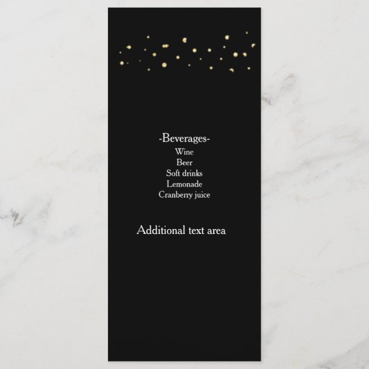 Goud Folie & Zwarte Glamour Cirkel Chic Menu Kaart (Achterkant)