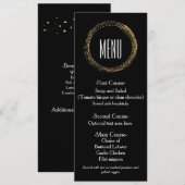 Goud Folie & Zwarte Glamour Cirkel Chic Menu Kaart (Voorkant / Achterkant)