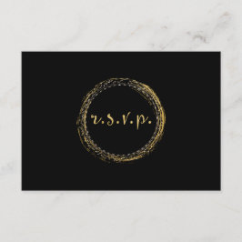Goud Folie & Zwarte Moderne Glamour Cirkel RSVP Ka Kaartje