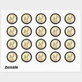 Goud Folie Zwarte Monogram Ronde Sticker (Vel)