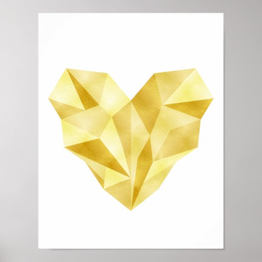 Goud foliehart Geometrische hartslag poster (Voorkant)