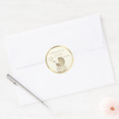 Goud Frans Baby Carriage Geboorte Datum Aankondigi Ronde Sticker (Envelop)