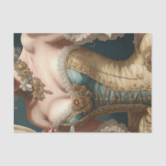 Goud Frans Parijse Rococo Corset Decoupage Papier (Voorkant)