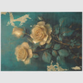 goud Franse rozen Victoriaans smaragdgroen Tissuepapier (Voorkant)