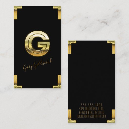 Goud G-Initiaal en Visitekaartje aan de grenzen (Voorkant / Achterkant)