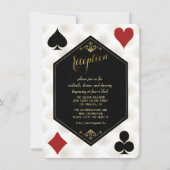 Goud Gatsby Casino Art Deco Trouwreceptie Kaart (Voorkant)