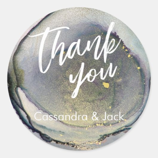 Goud geaccentueerd Vloeibaar Abstract Kunst Casual Ronde Sticker (Voorkant)