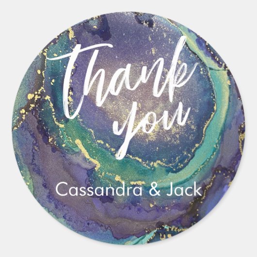 Goud geaccentueerd Vloeibaar Abstract Kunst Casual Ronde Sticker (Voorkant)