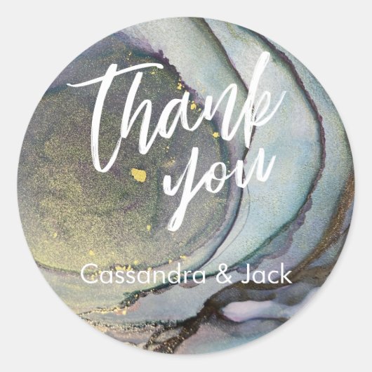 Goud geaccentueerd Vloeibaar Abstract Kunst Casual Ronde Sticker (Voorkant)