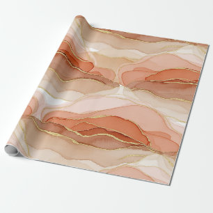 Goud geaccentueerde vloeiende kunst - Sienna marme Cadeaupapier