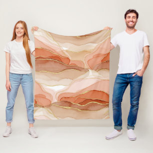 Goud geaccentueerde vloeiende kunst - Sienna marme Fleece Deken