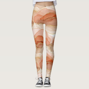 Goud geaccentueerde vloeiende kunst - Sienna marme Leggings