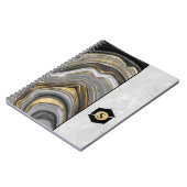 Goud Geaderd Agaat Patroon en Geweven Zilver Notitieboek (Linkerzijde)