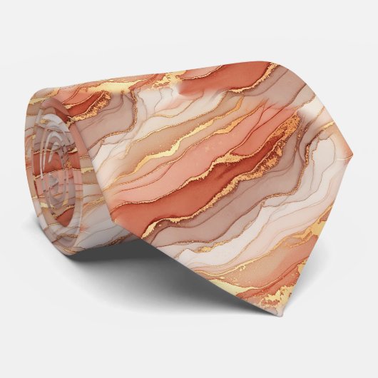 Goud geaderd Sienna Marmer Luxe Kunst Stropdas (Opgerold)