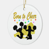 GOUD GEBOREN OM MEGAPHONE CHEERLEADER TE JUICHEN KERAMISCH ORNAMENT (Links)