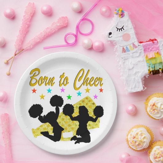 GOUD GEBOREN OM MEGAPHONE CHEERLEADER TE JUICHEN PAPIEREN BORDJE (Feest)