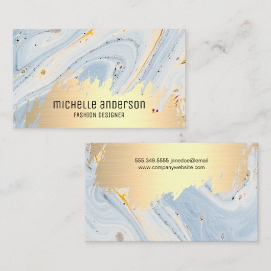 Goud geborsteld | Abstracte moderne kunst Visitekaartje (Voorkant / Achterkant)