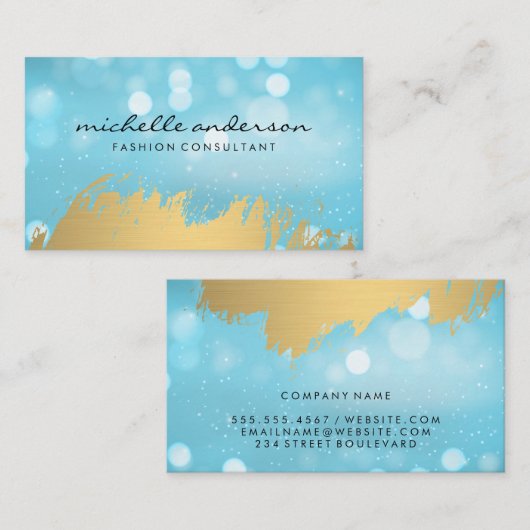 Goud geborsteld | Achtergrond Bokeh Sparkle Visitekaartje (Voorkant / Achterkant)