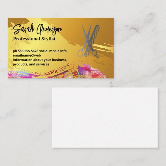 Goud geborsteld | Artistiek | Salon gereedschap Visitekaartje (Voorkant / Achterkant)