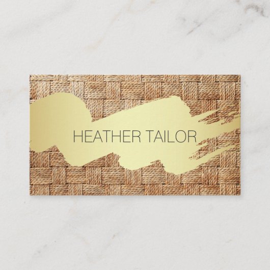 Goud geborsteld | Basket Weave Background Visitekaartje (Voorkant)