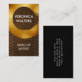 Goud geborsteld | Bruin leer Visitekaartje (Voorkant / Achterkant)