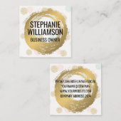 Goud geborsteld | Chic Glitter Polka Dot Pattern Vierkante Visitekaartje (Voorkant / Achterkant)