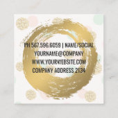 Goud geborsteld | Chic Glitter Polka Dot Pattern Vierkante Visitekaartje (Achterkant)