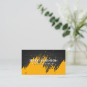 Goud geborsteld | Donkere metalen Visitekaartje (Staand voorkant)