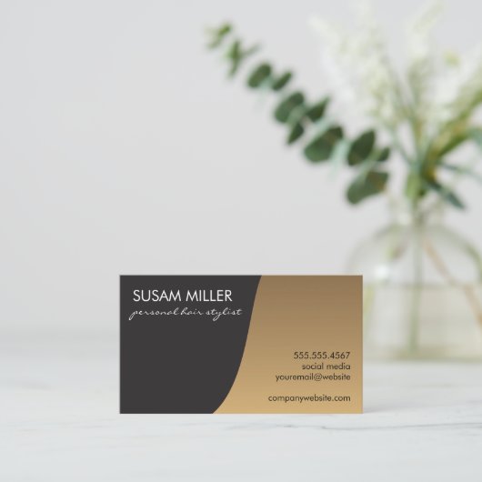 Goud geborsteld Eenvoudig kleurenblok Visitekaartje (Staand voorkant)