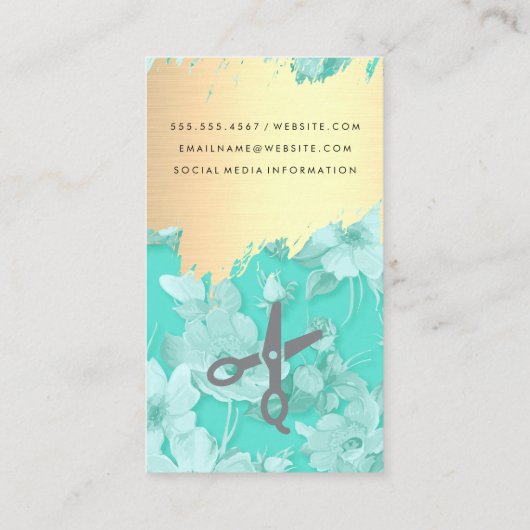 Goud geborsteld Elegant Floral Pattern Salon Visitekaartje (Achterkant)