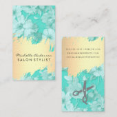 Goud geborsteld Elegant Floral Pattern Salon Visitekaartje (Voorkant / Achterkant)