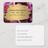 Goud geborsteld en bloemmotief visitekaartje (Voorkant / Achterkant)