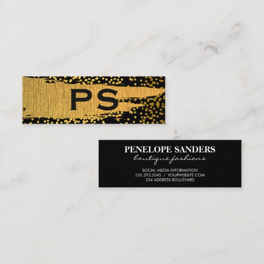 Goud geborsteld en gevlekt mini visitekaartje (Voorkant / Achterkant)